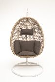 "Флоренция" подвесное кресло-кокон из искусственного ротанга, цвет соломенный с серой подушкой