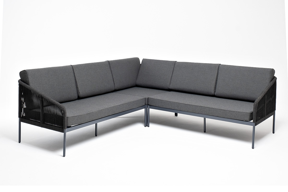 "Канны" угловой модульный диван из роупа (веревки), цвет темно-серый