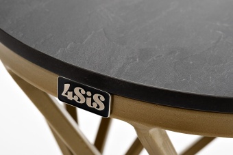 "Сантьяго" журнальный стол из HPL круглый Ø40 H55, каркас из стали золотой, цвет столешницы "серый гранит"
