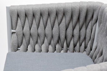 "Монако" стул плетеный из роупа, каркас алюминий светло-серый (RAL7035) муар, роуп светло-серый 40 мм, ткань светло-серая