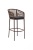 "Марсель" стул барный плетеный из роупа, каркас из стали коричневый (RAL8016) муар, роуп коричневый круглый, ткань темно-серая
