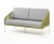 "Канны" диван 2-местный плетеный из роупа, каркас алюминий светло-серый (RAL7035) шагрень, роуп салатовый меланж круглый, ткань светло-серая