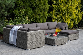 "Лунго" модуль диванный прямой с подушками, цвет серый (гиацинт)