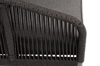 "Канны" кресло плетеное из роупа, каркас алюминий темно-серый (RAL7024) шагрень, роуп темно-серый круглый, ткань темно-серая 019