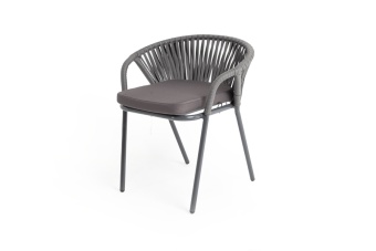 "Женева" стул плетеный из роупа, каркас алюминий белый, роуп бежевый 20мм