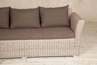 "Капучино" диван из искусственного ротанга трехместный, цвет бежевый