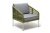 "Канны" кресло плетеное из роупа, каркас алюминий светло-серый (RAL7035) шагрень, роуп салатовый меланж круглый, ткань светло-серая