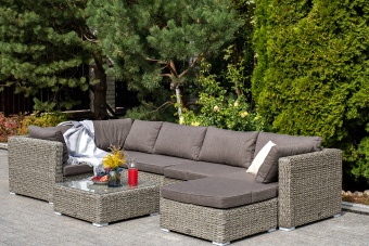 "Лунго" модуль диванный прямой с подушками, цвет серый (гиацинт)