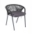 "Женева" стул плетеный из роупа, каркас алюминий темно-серый (RAL7024) шагрень, роуп темно-серый круглый, ткань темно-серая
