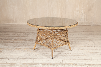 "Эспрессо" плетеный круглый стол из искусственного ротанга, цвет соломенный