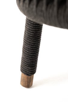 "Верона" кресло плетеное из роупа, каркас алюминий темно-серый (RAL7024) шагрень, роуп темно-серый круглый, ткань темно-серая