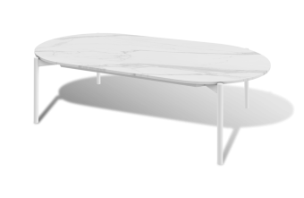 "Венеция" журнальный стол из искусственного камня овальный, 130х70см, Н38, цвет белый