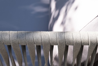 "Касабланка" диван модульный плетеный из роупа, каркас алюминий, роуп бежевый 20мм, ткань Neo ash 