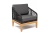 "Канны" кресло плетеное из роупа (узелки), основание дуб, роуп темно-серый круглый, ткань серая