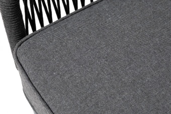 "Канны" правый модуль плетеный из роупа, каркас алюминий темно-серый (RAL7024) шагрень, роуп темно-серый круглый, ткань темно-серая