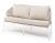 "Милан" диван 2-местный плетеный из роупа, каркас алюминий белый муар, роуп бежевый круглый, ткань бежевая 035