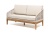 "Канны" диван 2-местный плетеный из роупа, основание дуб, роуп бежевый круглый, ткань бежевая