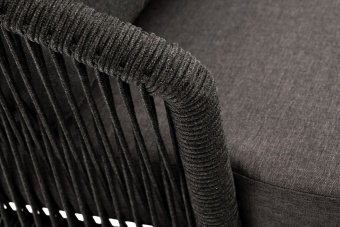 "Верона" кресло плетеное из роупа, каркас алюминий темно-серый (RAL7024) шагрень, роуп темно-серый круглый, ткань темно-серая