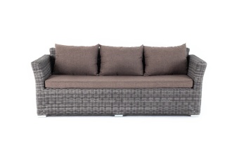 "Капучино" диван из искусственного ротанга трехместный с подушками, цвет графит