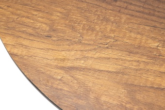 "Конте" интерьерный стол из HPL круглый Ø70см, цвет "дуб", подстолье медь