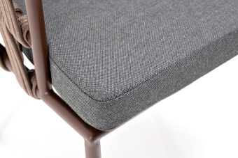 "Диего" стул плетеный из роупа, каркас из стали коричневый (RAL8016) муар, роуп коричневый круглый, ткань серая