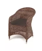 "Равенна" плетеное кресло из искусственного ротанга, цвет коричневый с темно-серой подушкой